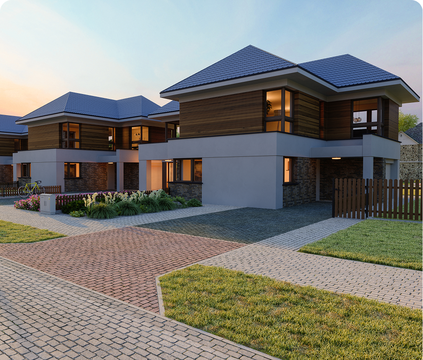 Contemporary homes with landscaped yards