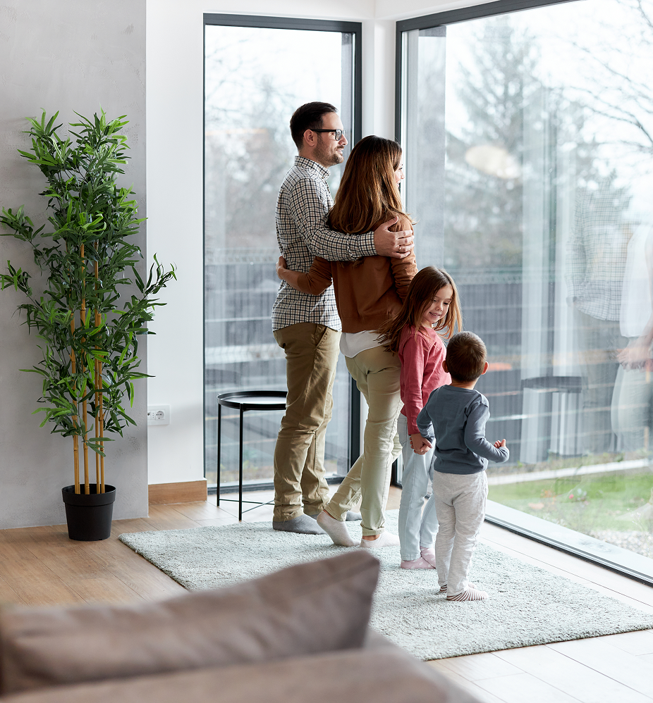 Parents and kids enjoy view